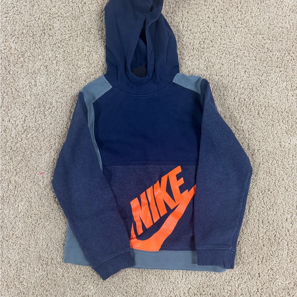 Nike Kids Hoodie in Navy and Bright Orange